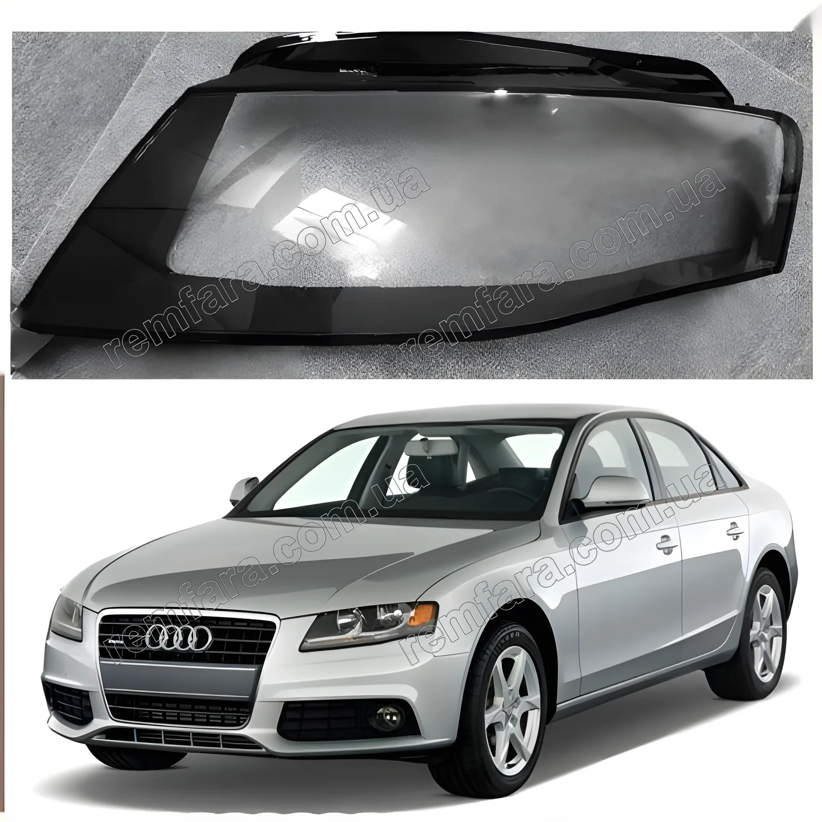 Скло фари Audi A4 (B8) (2007–2011) / Allroad A4 2009-2011 дорестайл
