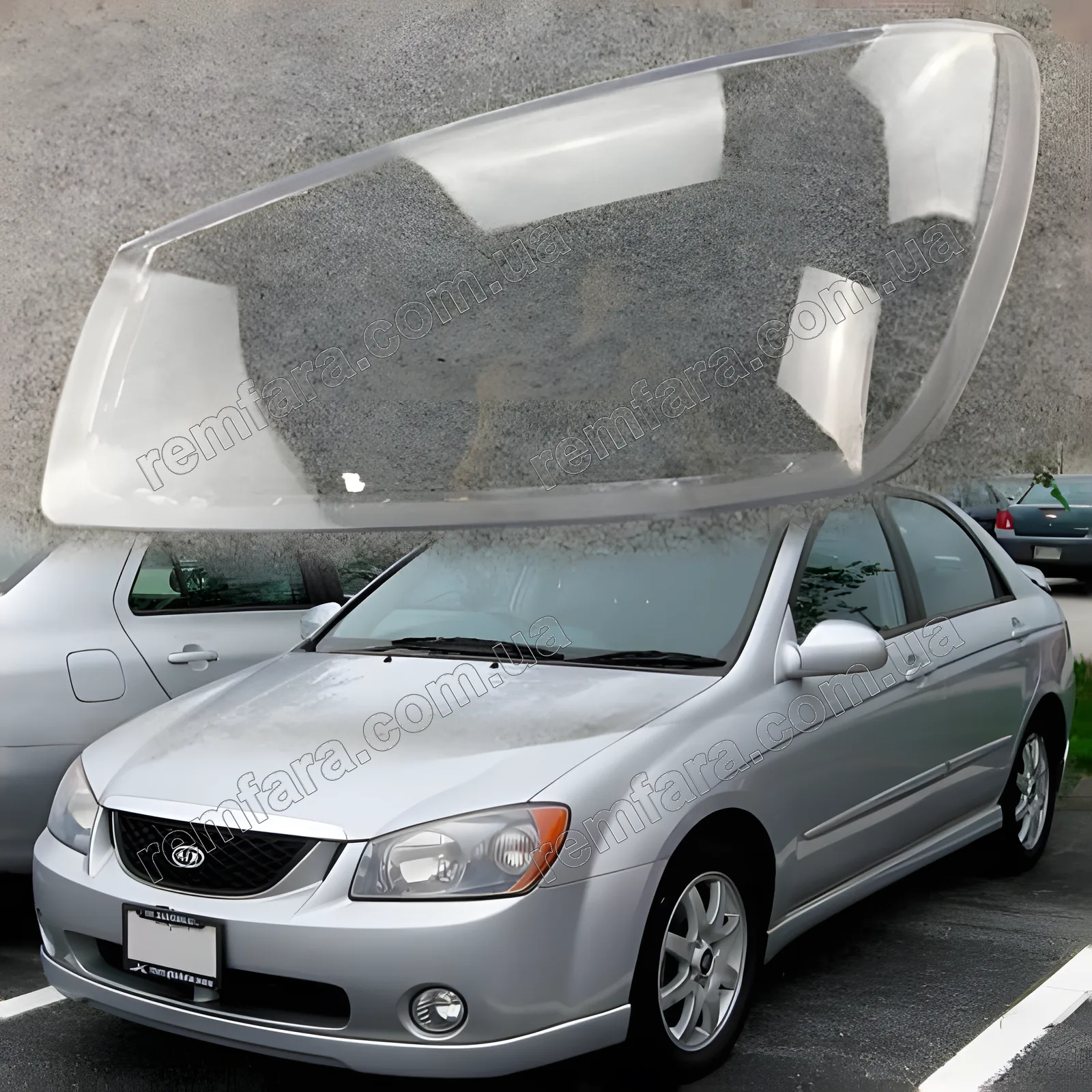 Скло фари KIA Spectra 2 (LD) (2003–2006) Дорестайл