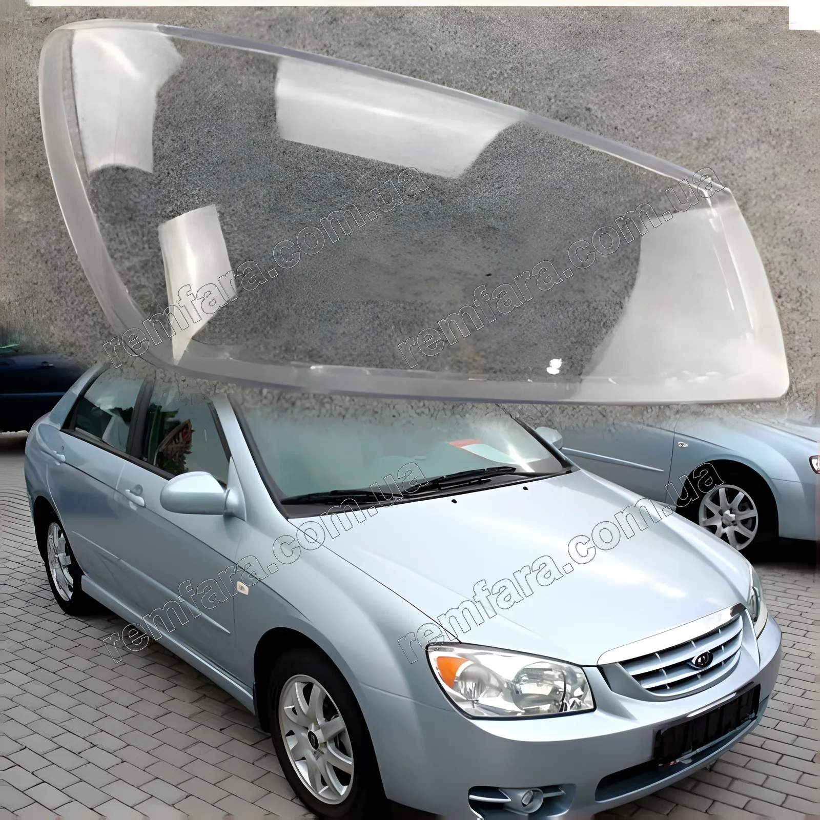 Стекло фары KIA Cerato 1 LD (2004–2006) Дорестайлинг
