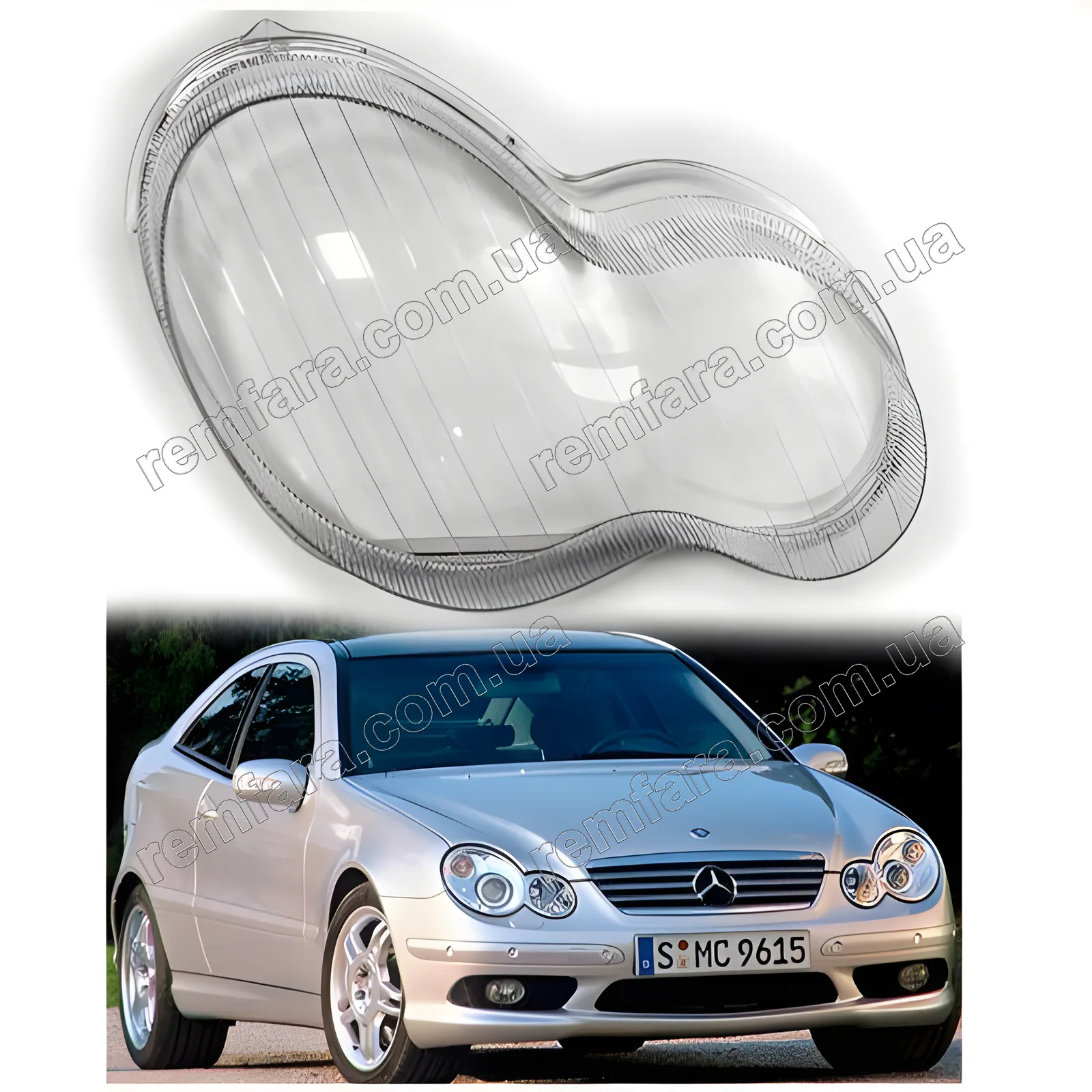 Стекло фары Mercedes C Class W203 (2004–2008) рестайл