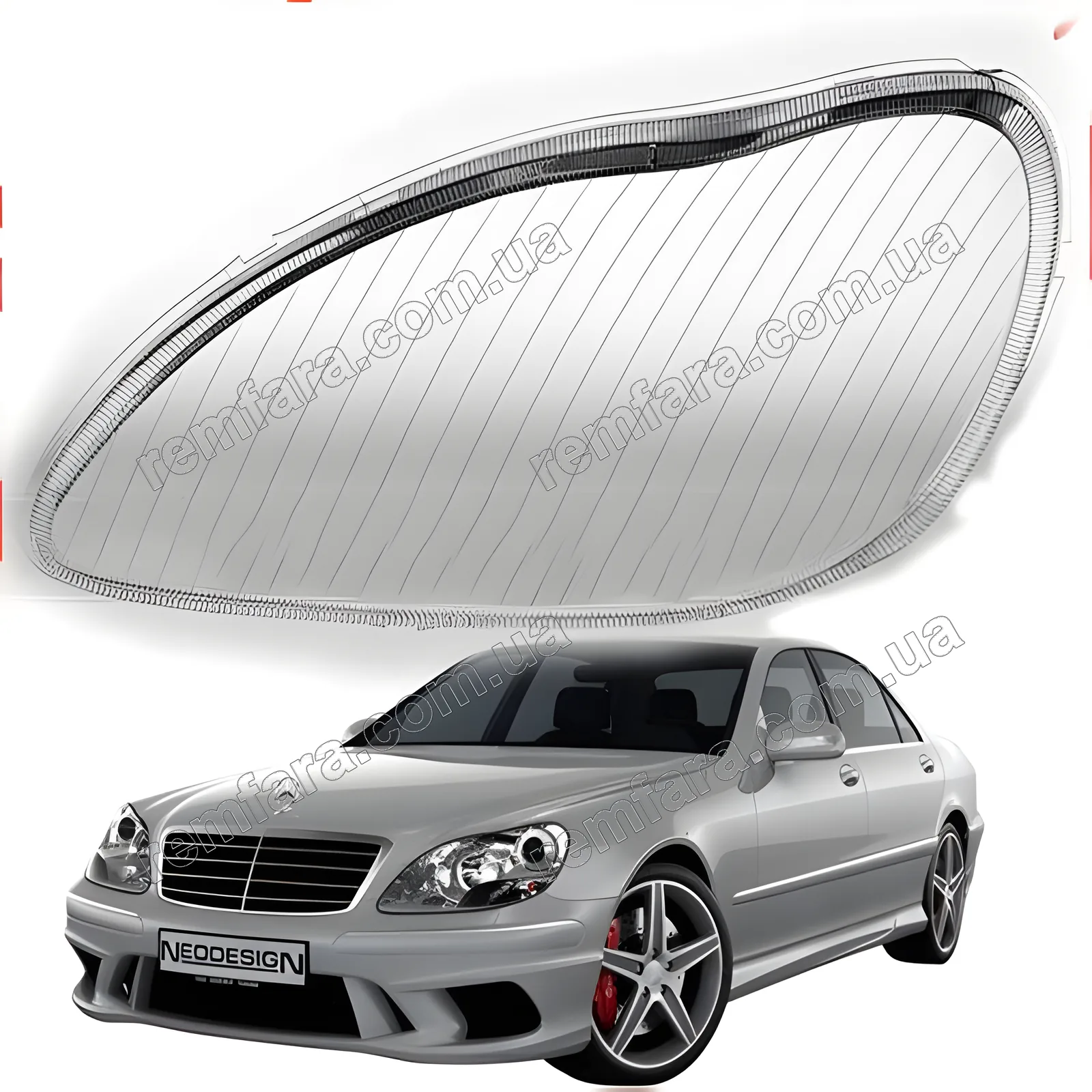 Скло фари Mercedes S Class W220 (2002–2005) рестайл