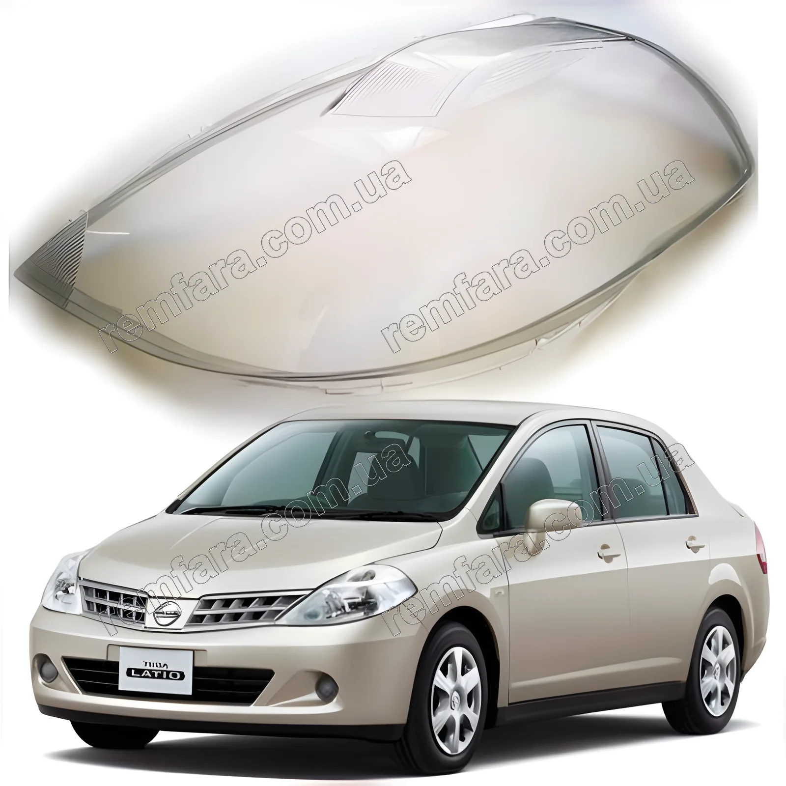 Скло фари Nissan Tiida C11, C11X (2004–2014)