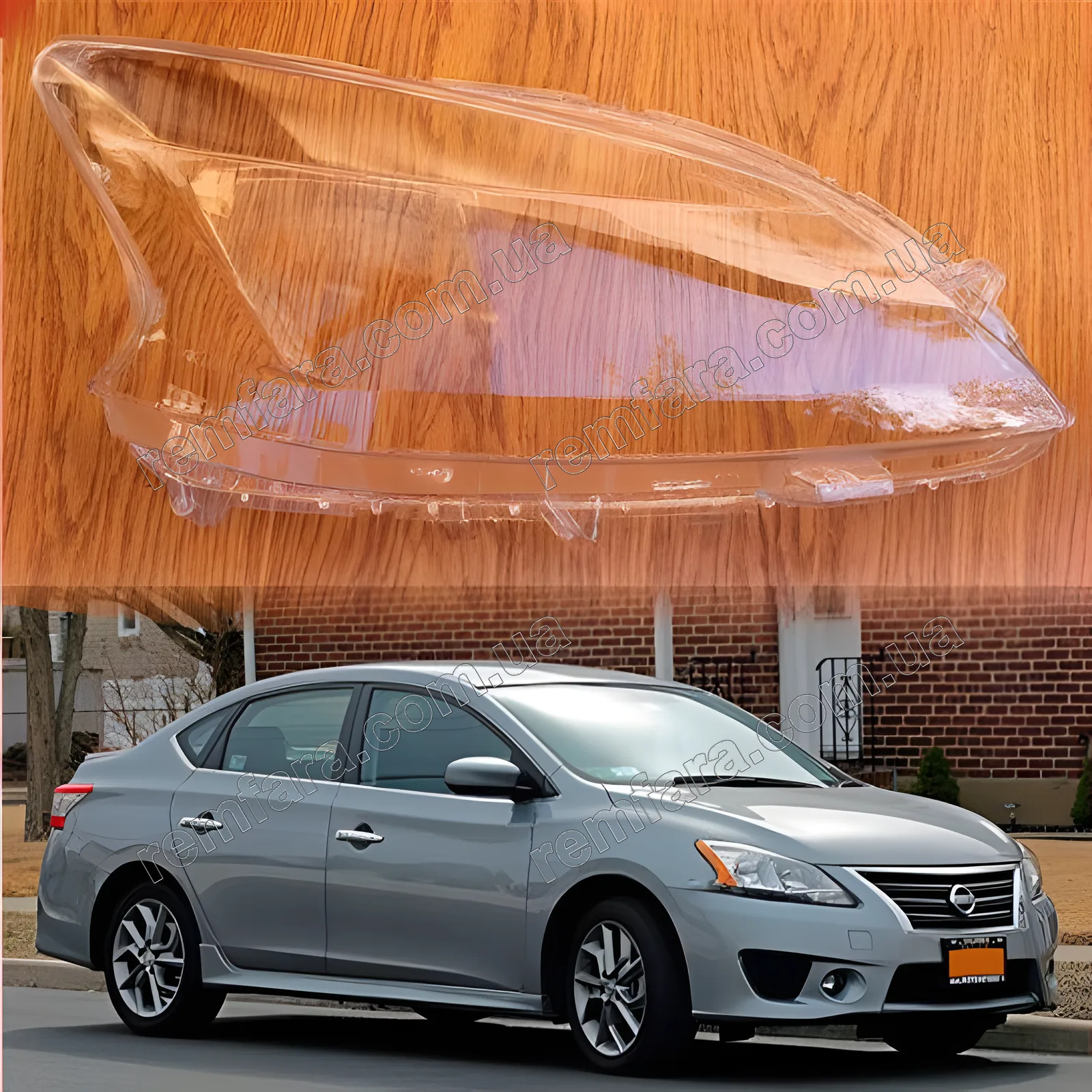 Стекло фары Nissan Sentra B17 (2012–2016) дорестайл