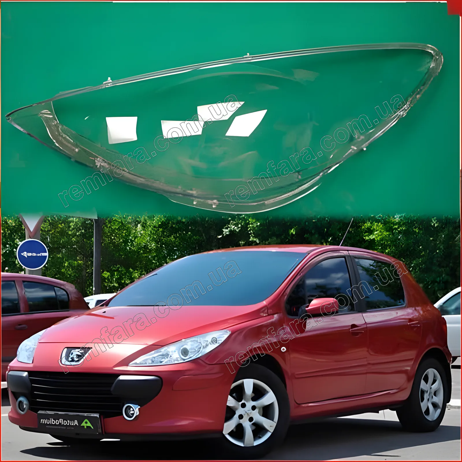 Скло фари Peugeot 307 I (2005–2008) рестайл