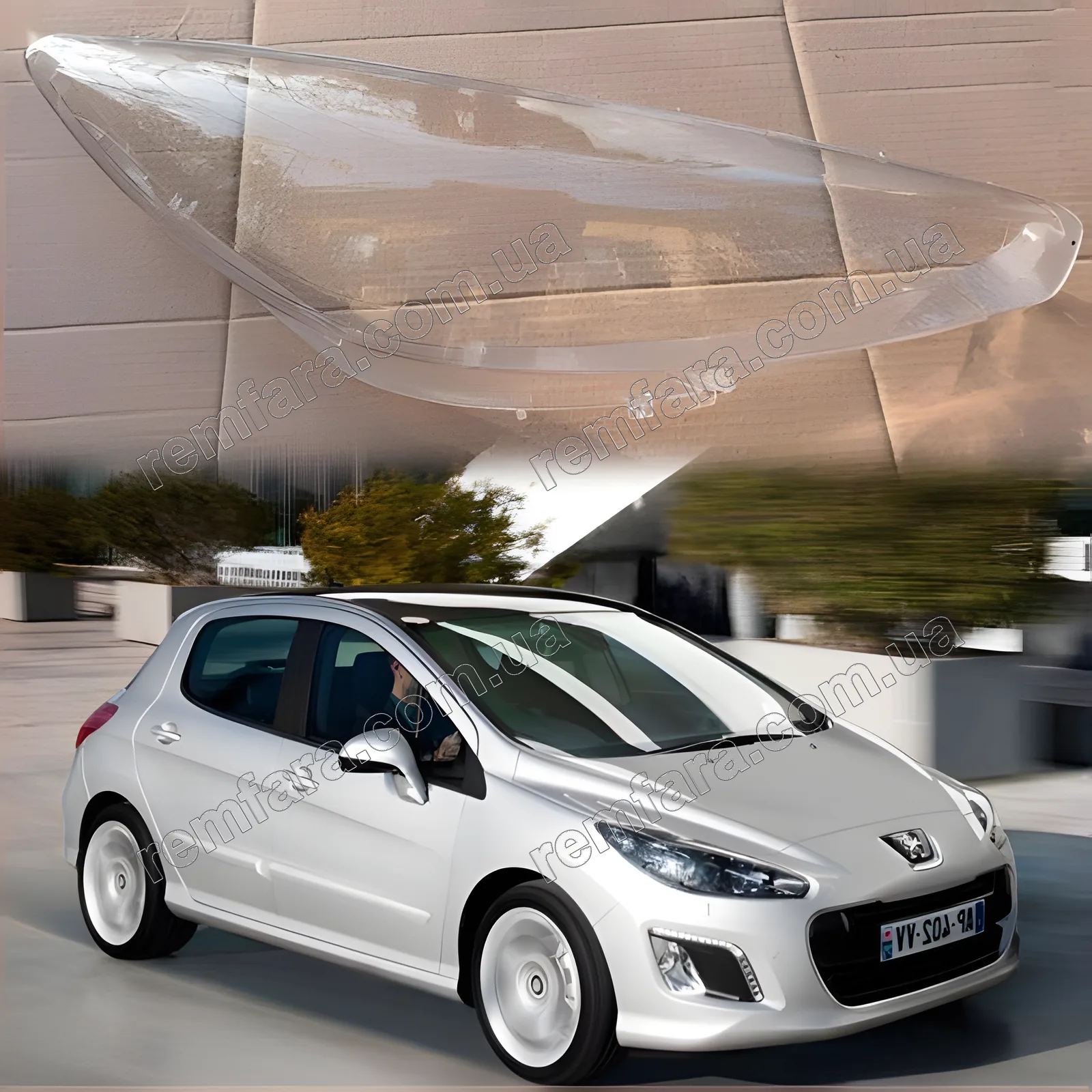Стекло фары Peugeot 308 I (2011–2014) рестайл