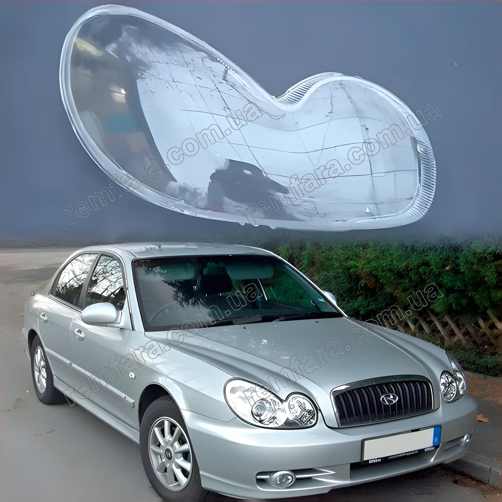 Стекло фары Hyundai Sonata 4 EF (2001–2005) Рестайл