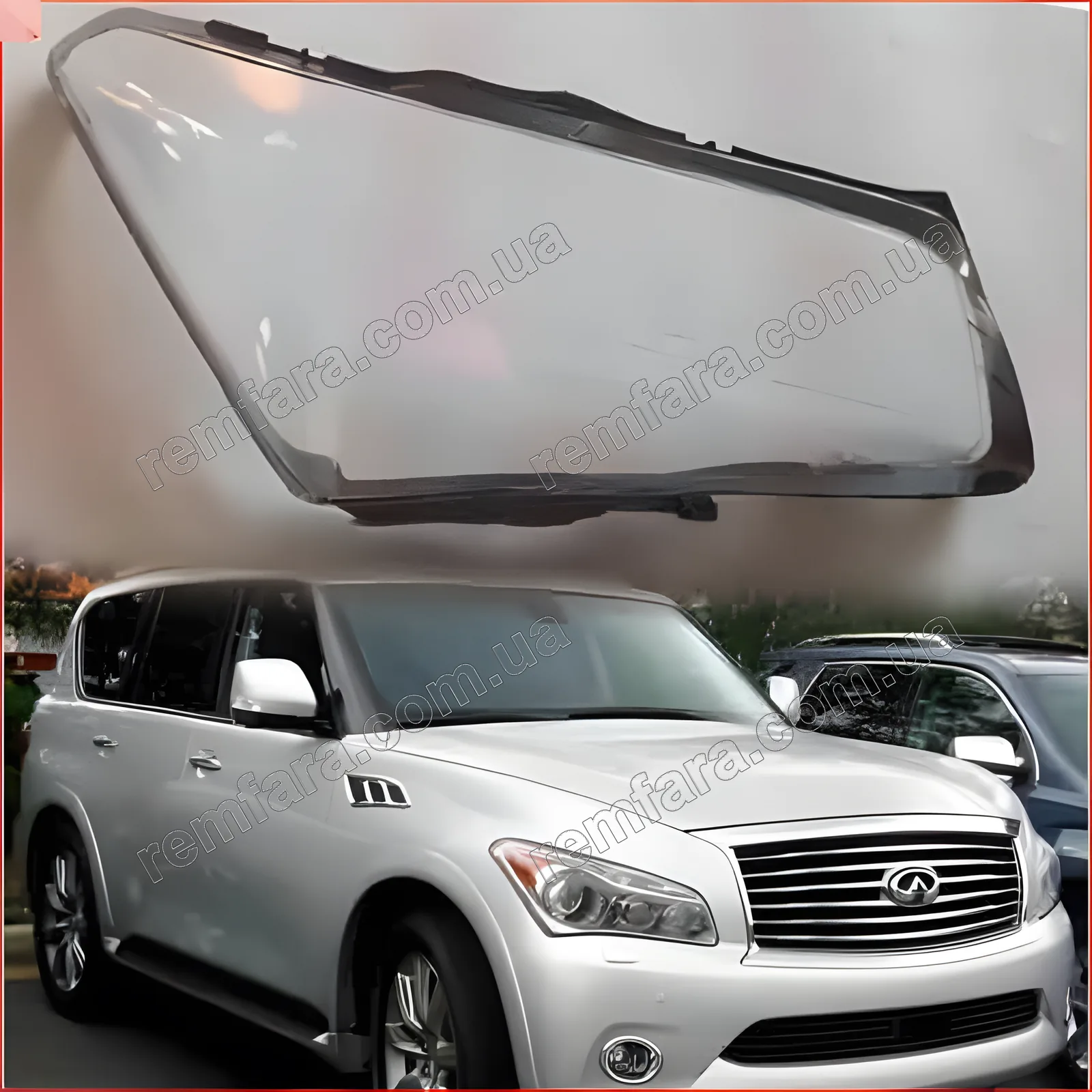Стекло фары Infiniti QX56 Z62 (2014–2018) 2 поколение рестайл