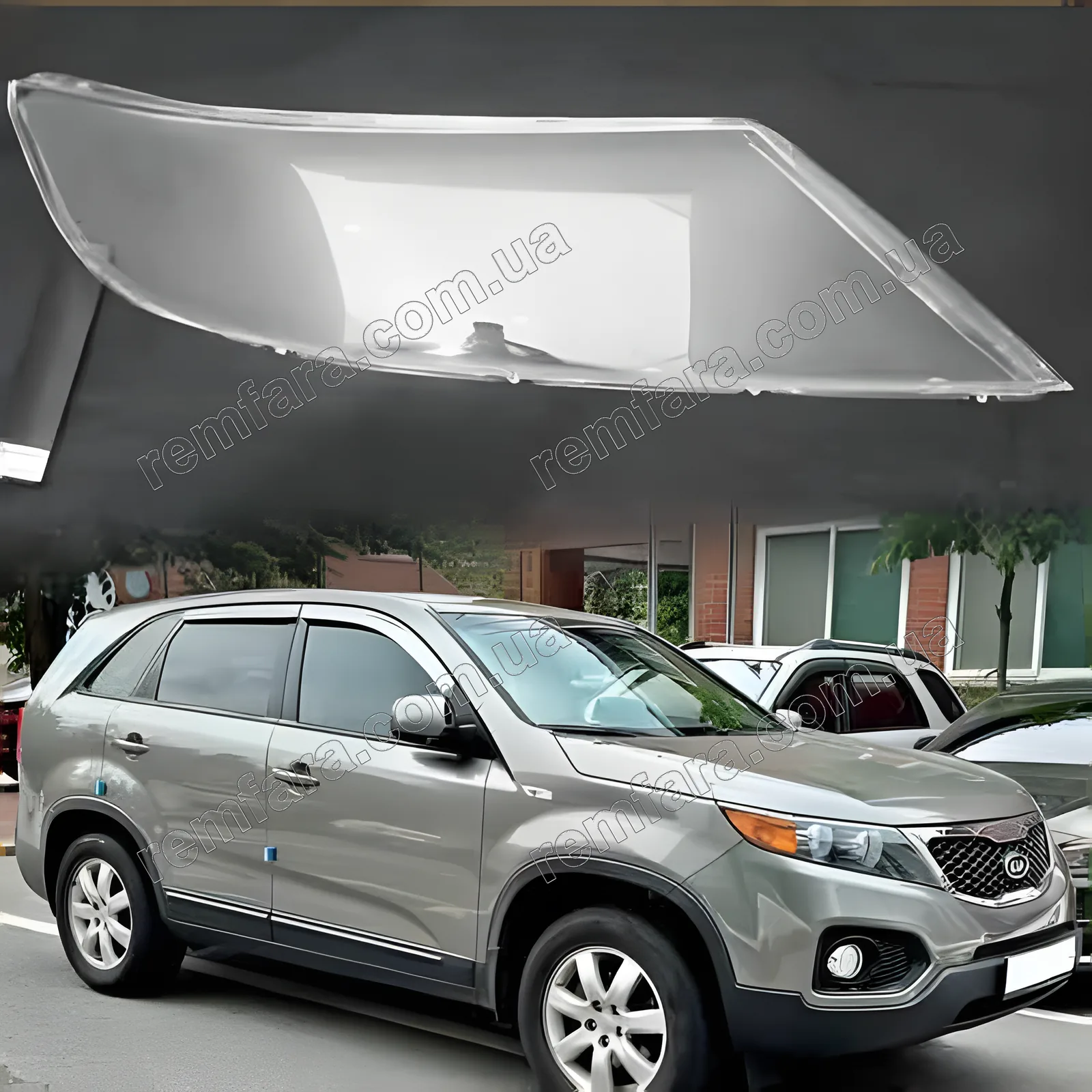 Стекло фары KIA Sorento XM (2009–2012) 2 поколение дорестайл