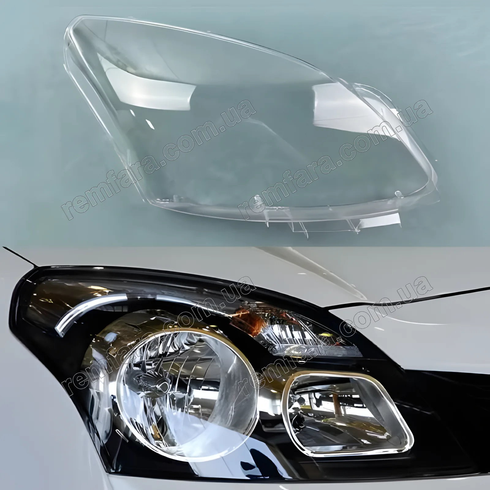 Стекло фары Renault Samsung QM5 H45 (2008–2011) Дорестайл