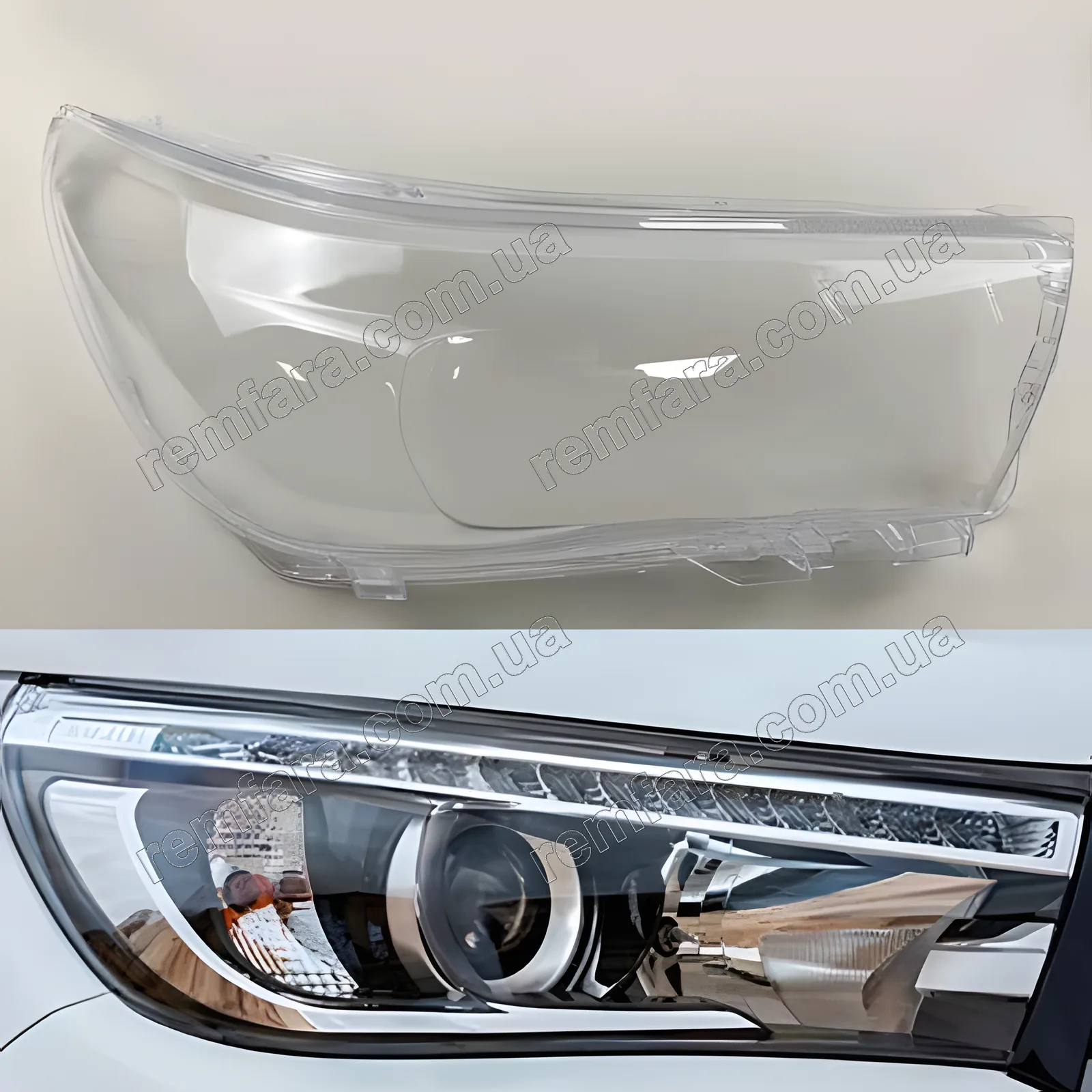 Стекло фары Toyota Hilux (2015–2020) Xenon LED рестайл
