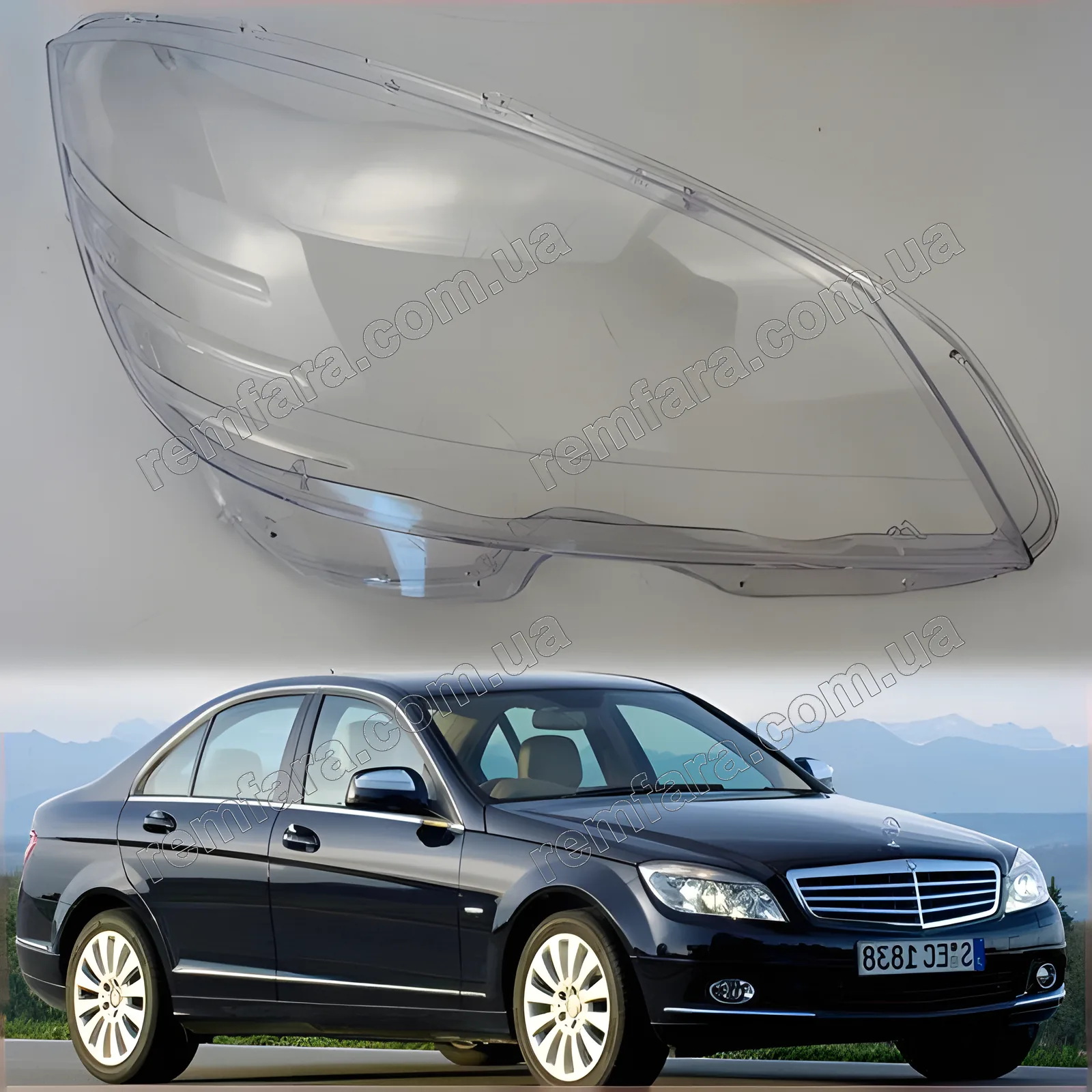 Стекло фары Mercedes C Class W204 (2007–2011) Дорестайл