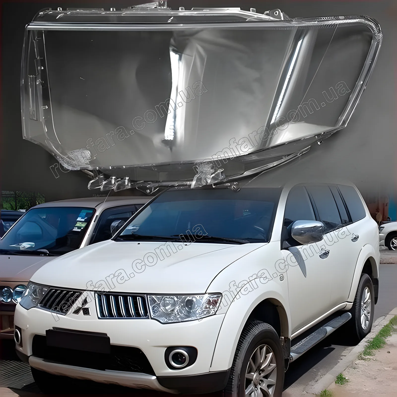Скло фари Mitsubishi Pajero Sport 2 KG, KH (2008–2016)