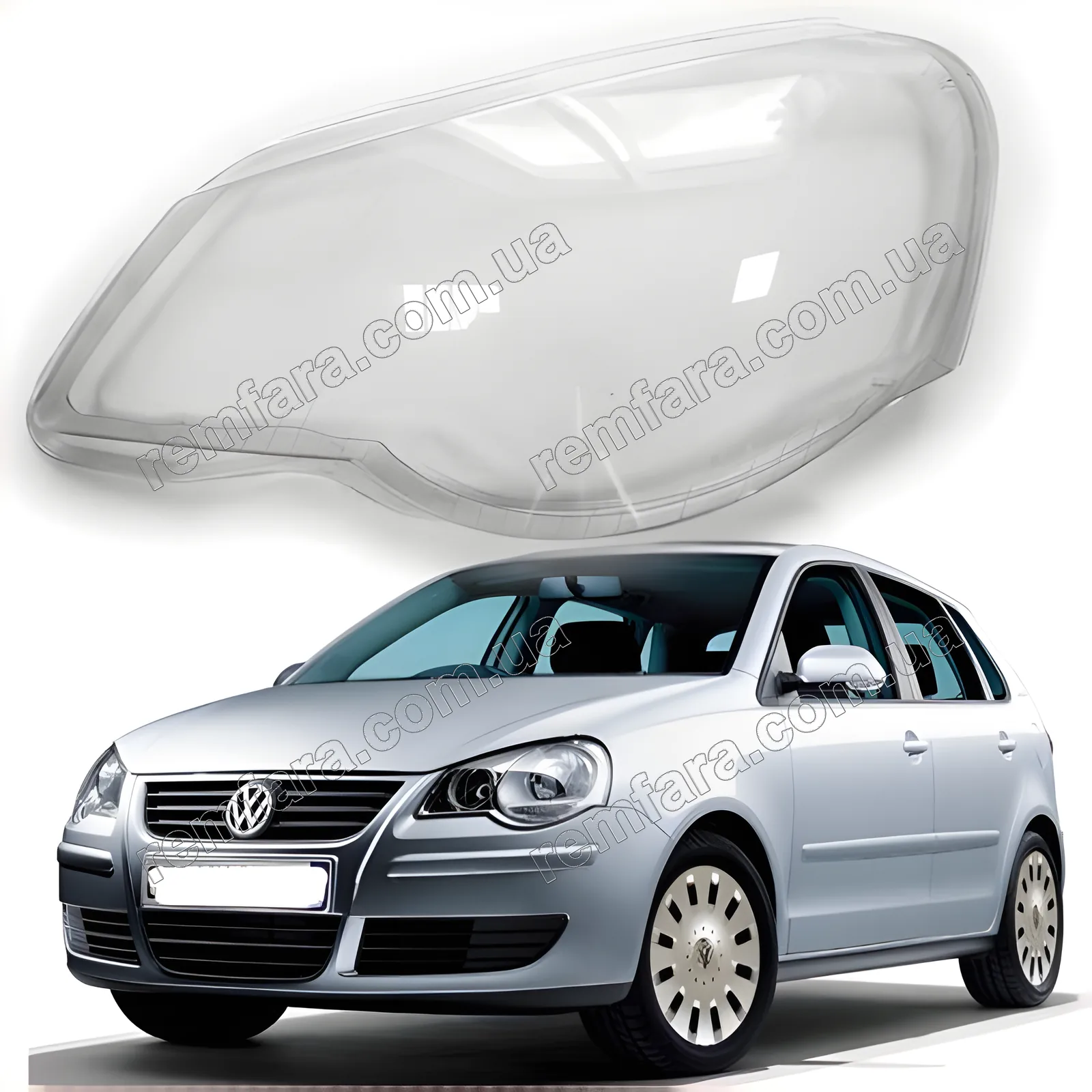 Скло фари Volkswagen Polo IV (9N) (2005–2010), Polo Crossi 2006-2010