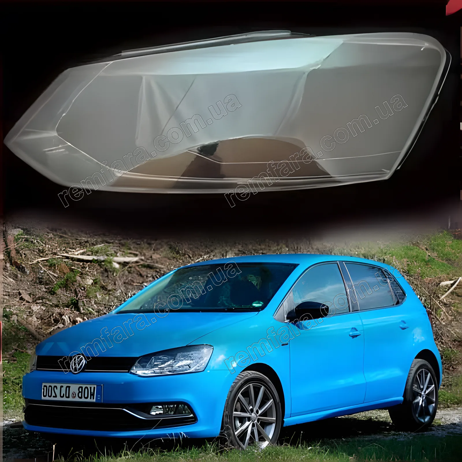 Скло фари Volkswagen Polo 5 (2014–2018) V поколение рестайл