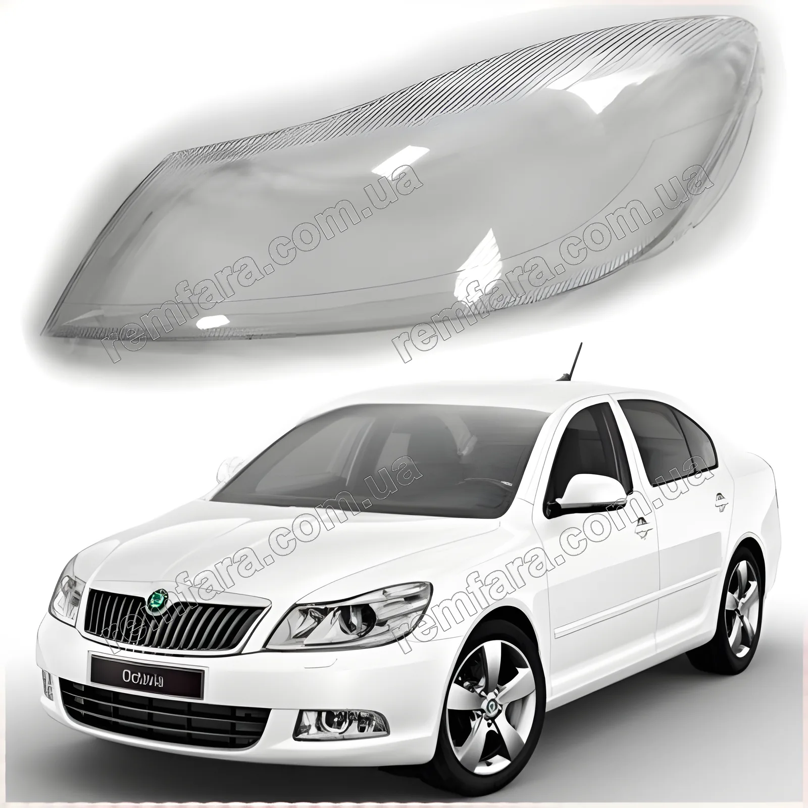 Скло фари Skoda Octavia 2 A5 1Z (2008–2013) рестайл