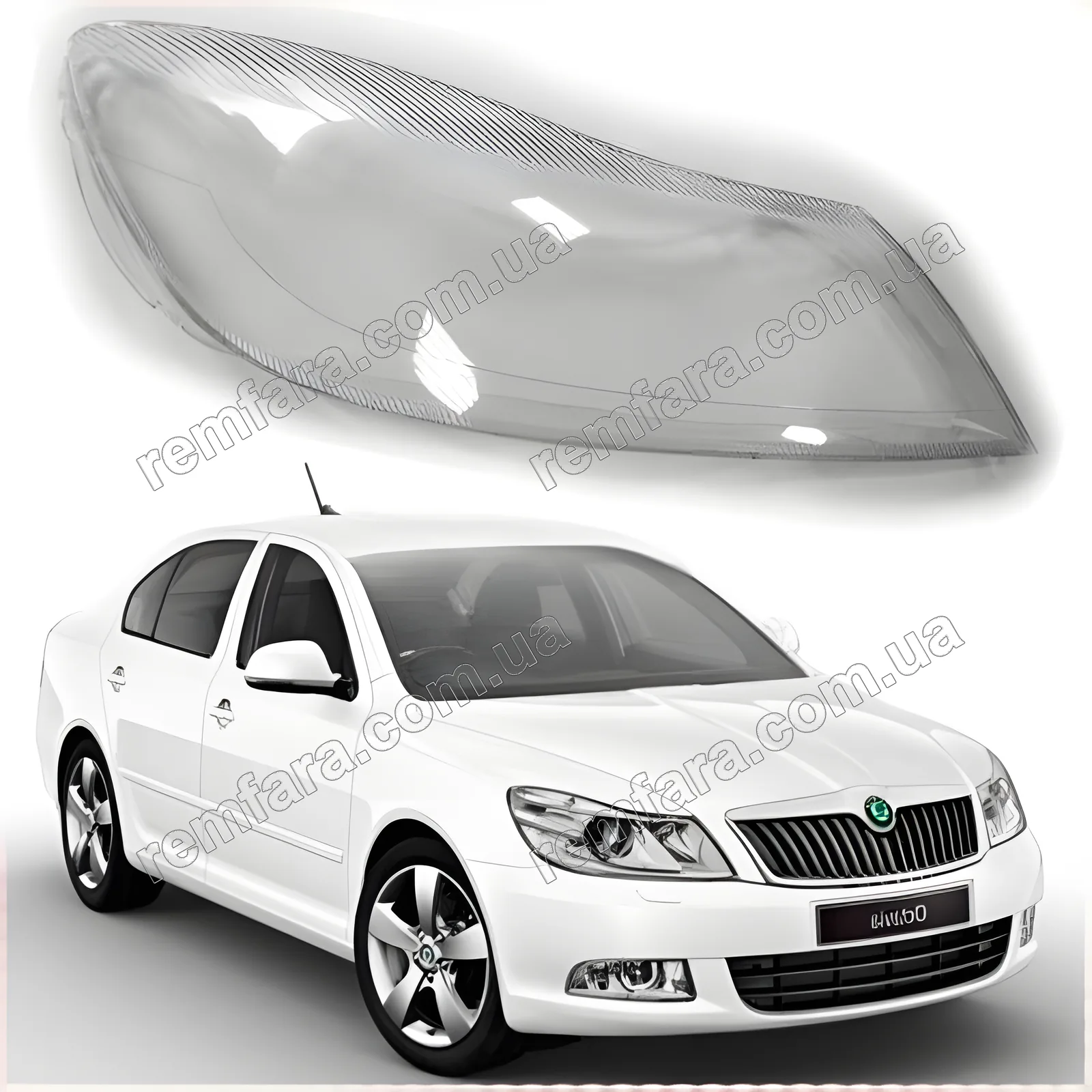 Стекло фары Skoda Octavia 2 A5 1Z (2008–2013) рестайл