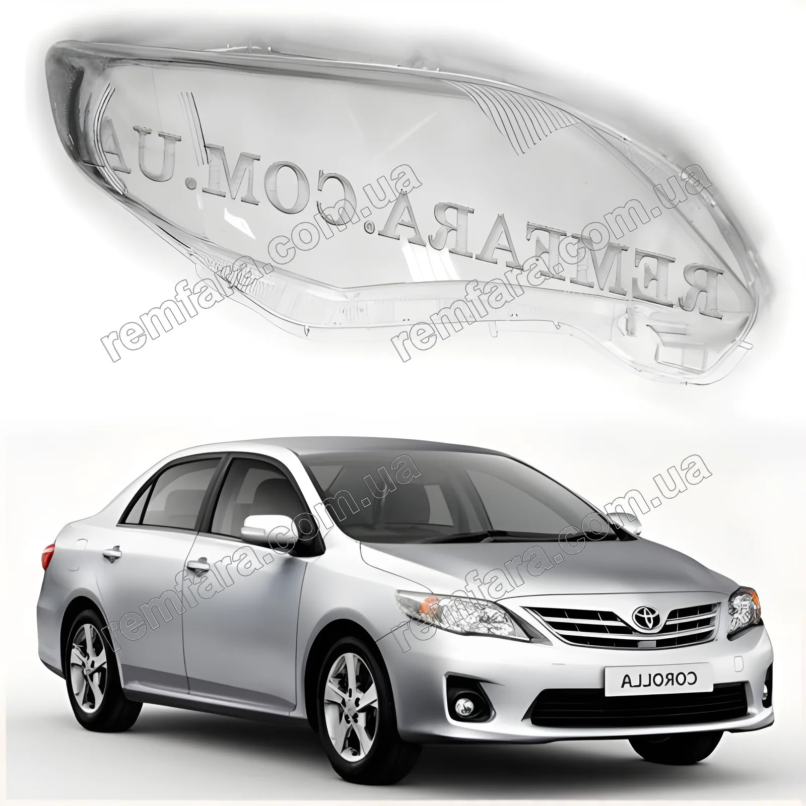 Стекло фары Toyota Corolla (2010–2013) рестайл EURO