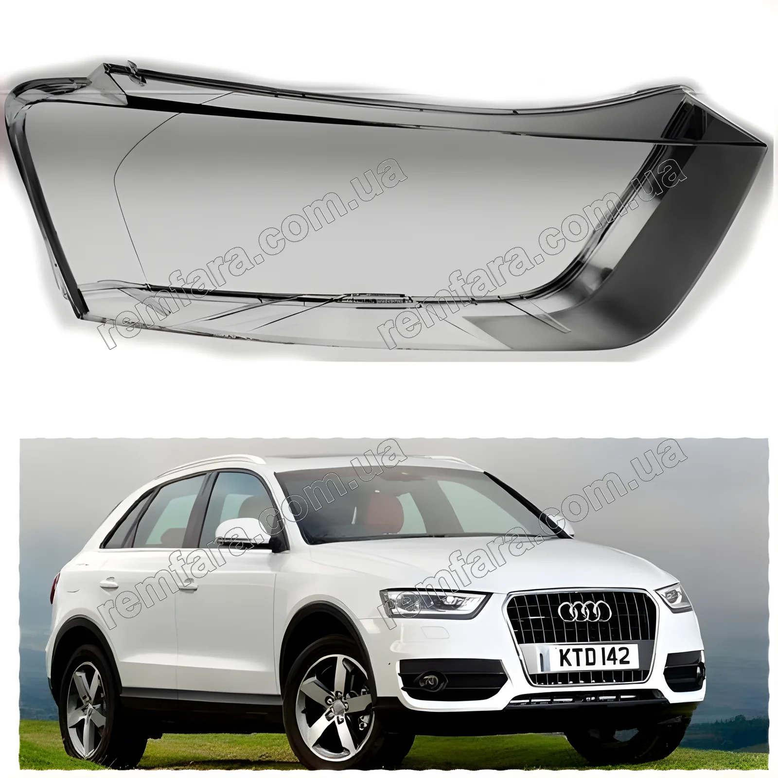 Стекло фары Audi Q3 (2010–2015) Дорестайл
