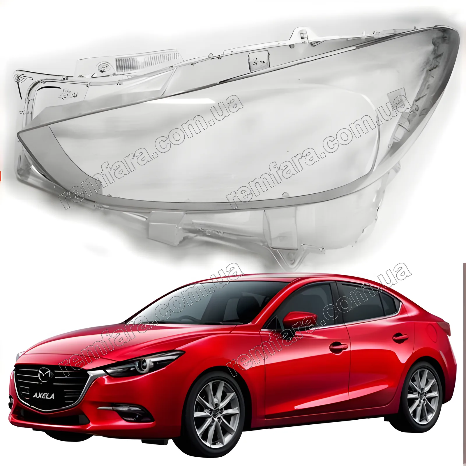 Скло фари Mazda 3 BM (2016–2019) рестайл