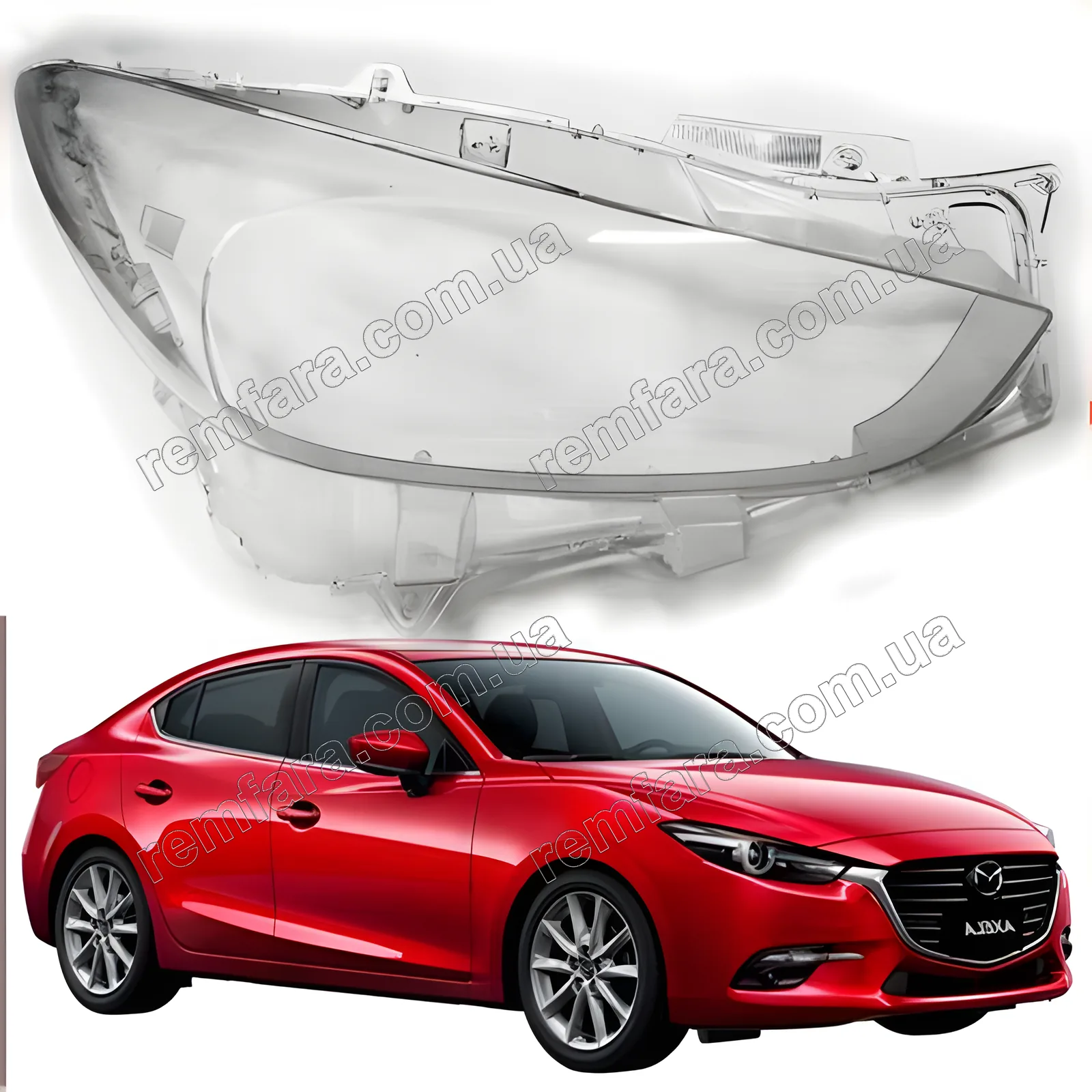 Стекло фары Mazda 3 BM (2016–2019) рестайл