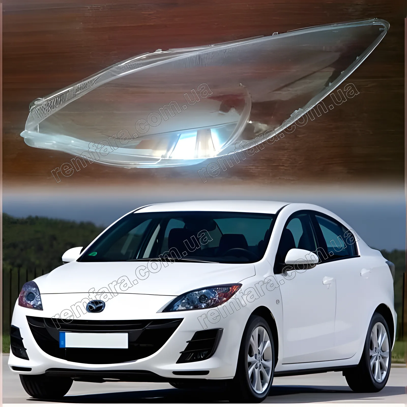 Скло фари Mazda 3 BL (2008–2013) USA