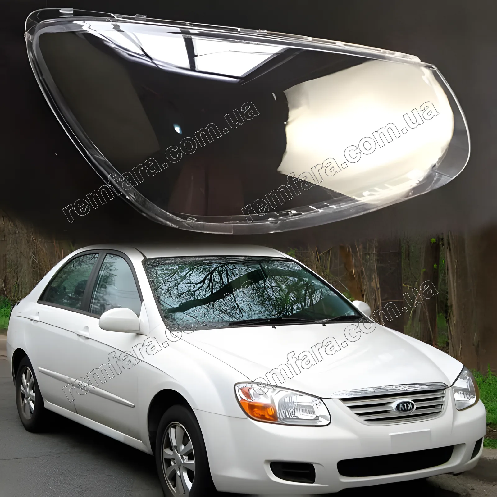 Стекло фары KIA Spectra 2 LD (2006–2009) Рестайл