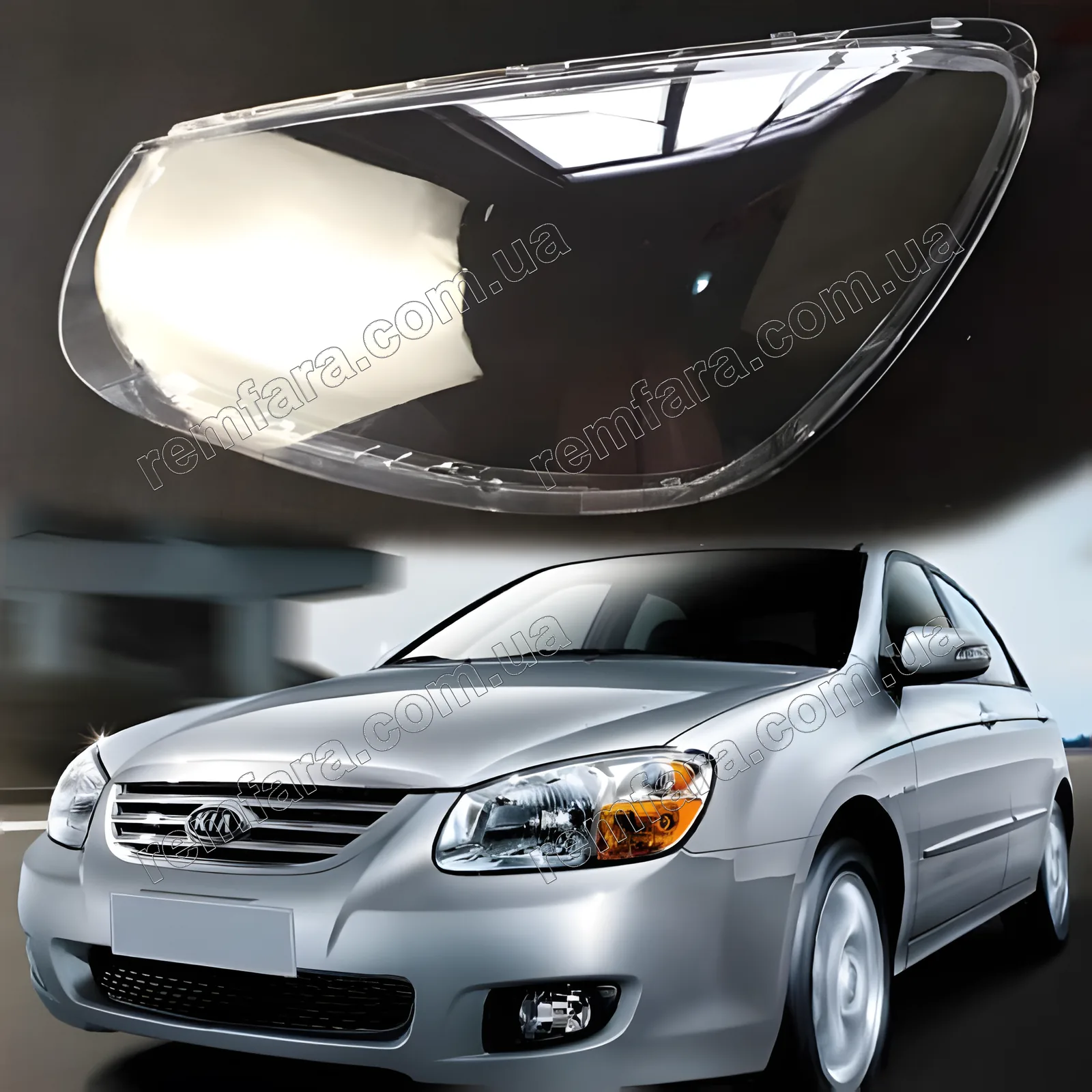 Скло фари KIA Cerato 1 LD (2006–2009) Рестайл