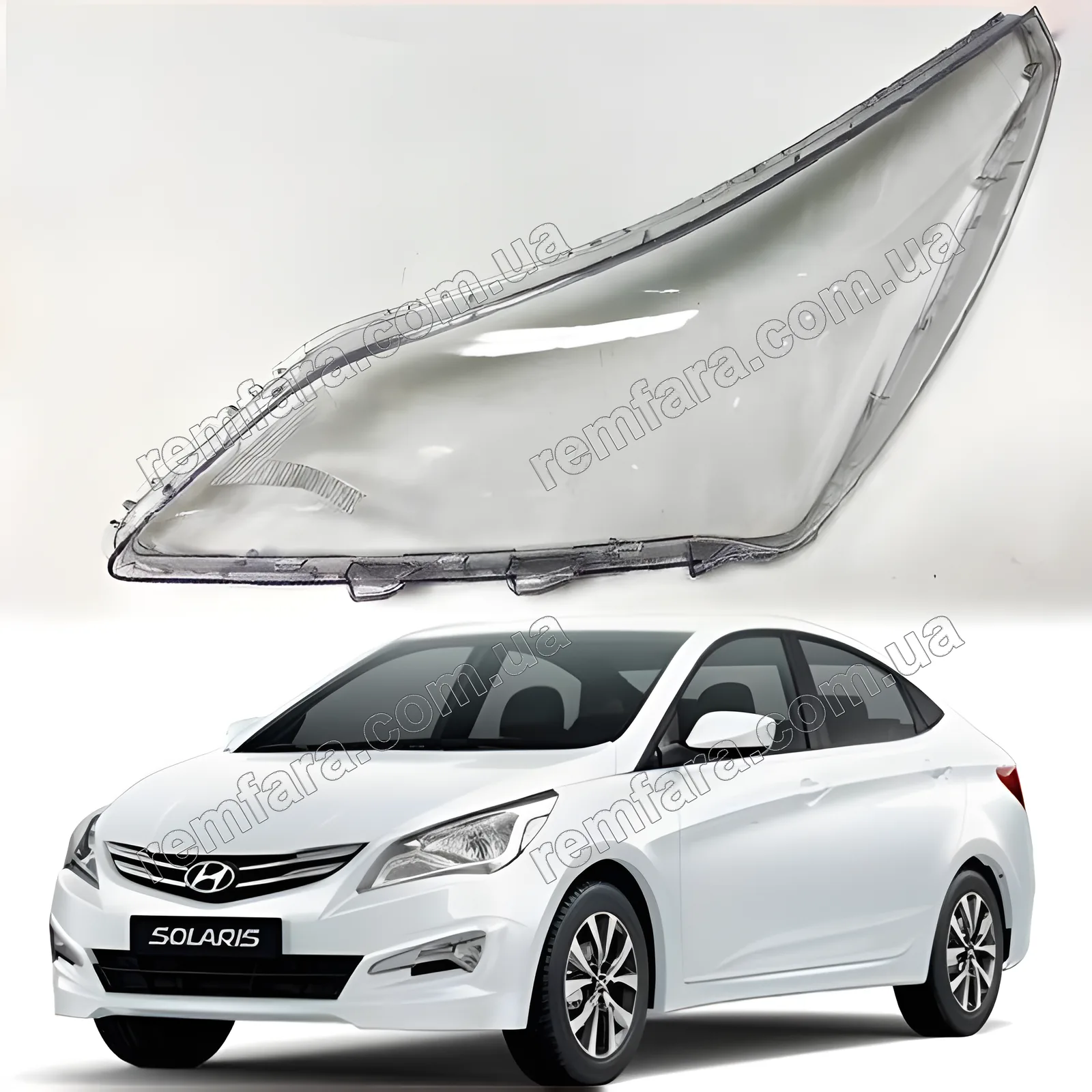 Скло фари Hyundai Solaris Accent 1 (RBr) (2014–2017) рестайл