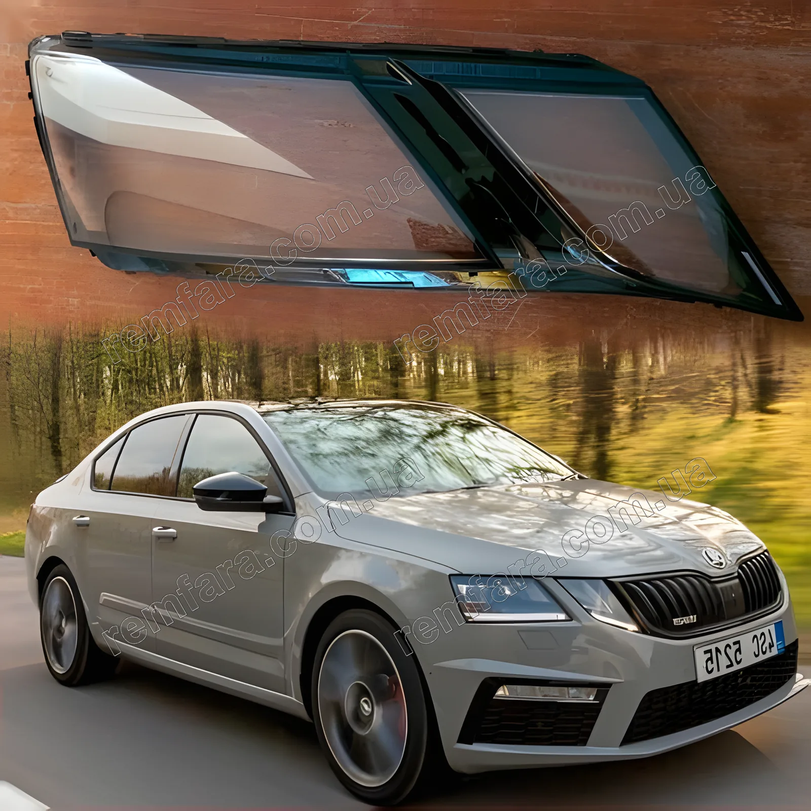 Стекло фары Skoda Octavia A7 (2016–2020) China