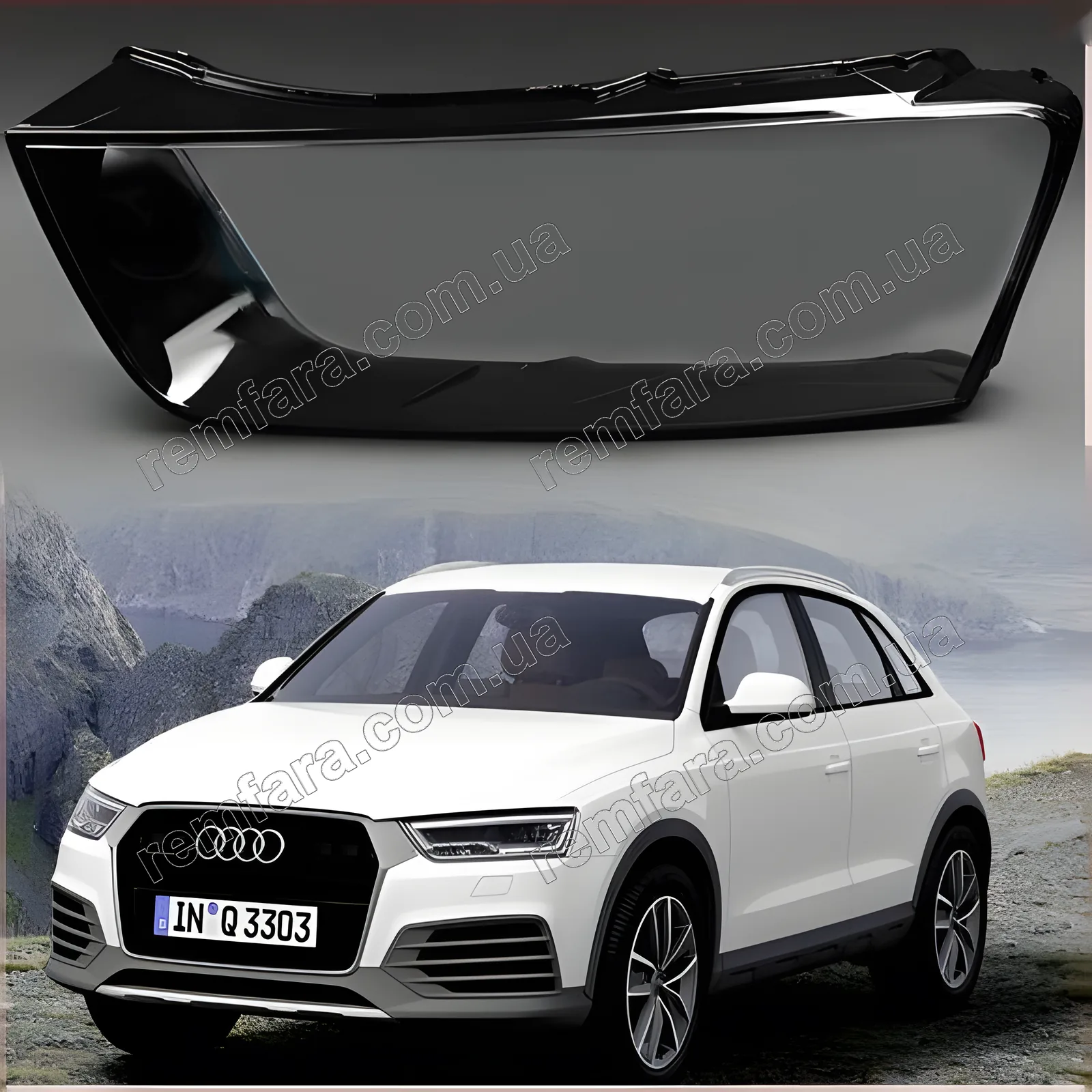 Скло фари Audi Q3 Typ 8U (2014–2019) рестайл