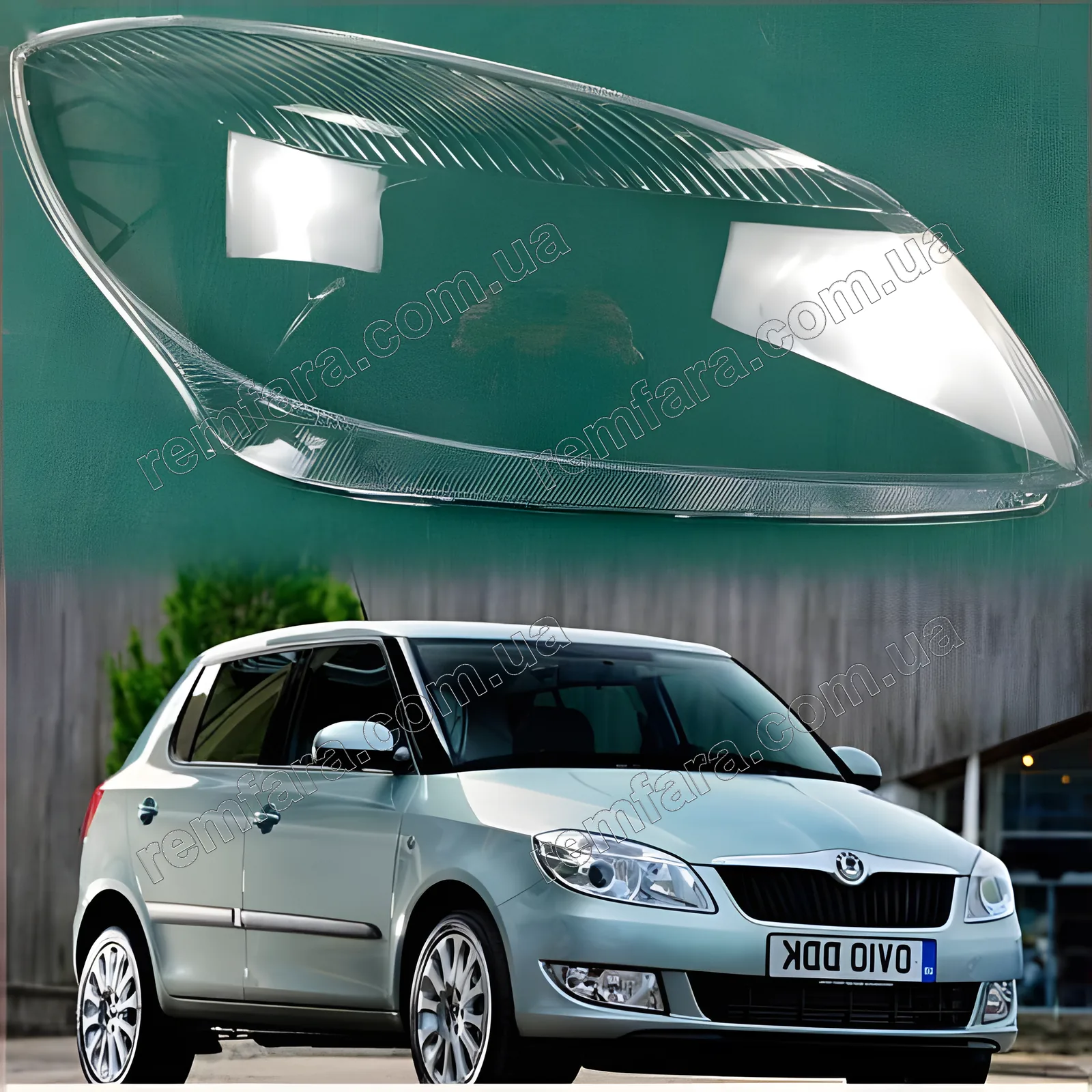 Стекло фары Skoda Fabia 2 5J (2010–2015) Рестайл
