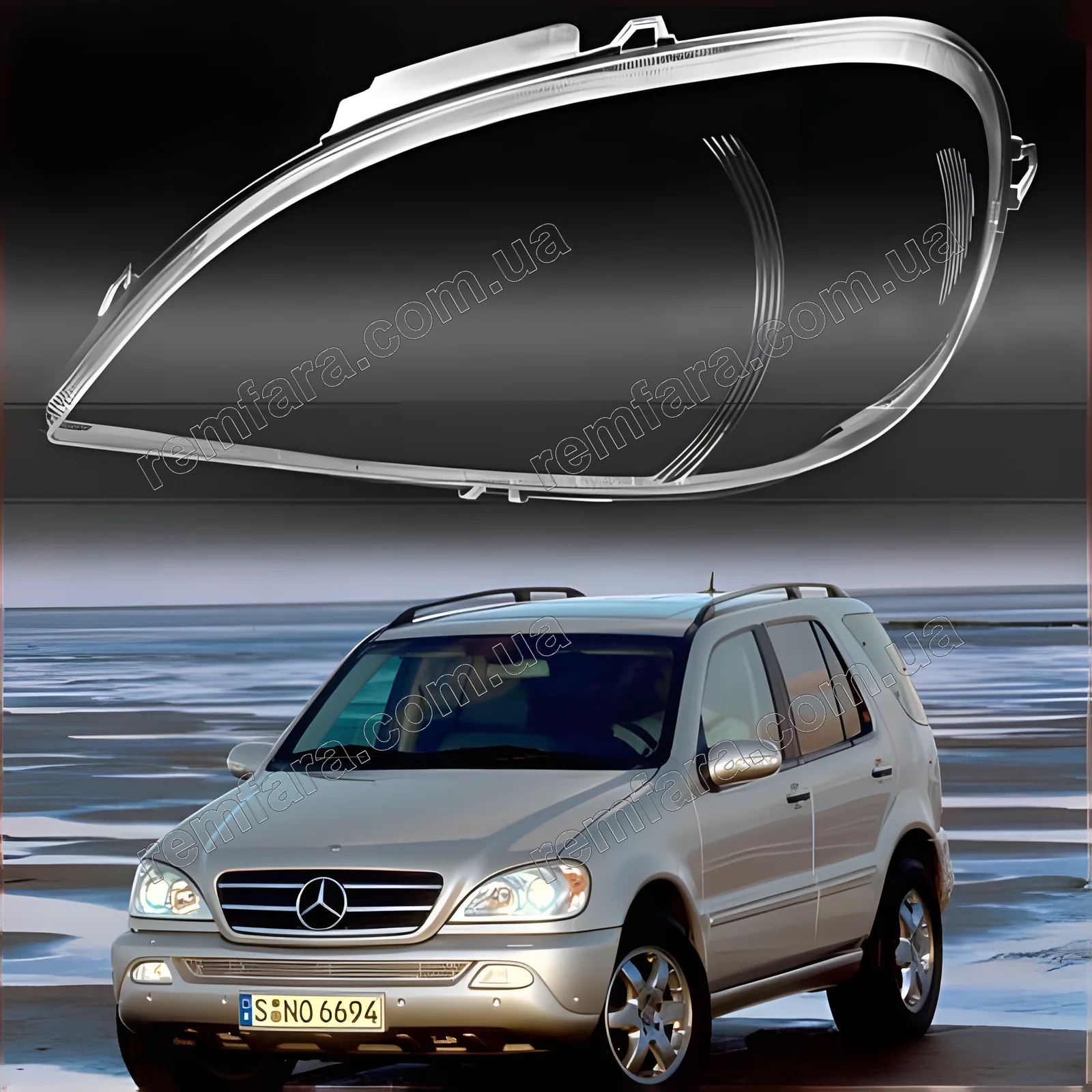 Скло фари Mercedes ML class W163 2001–2005 рестайл