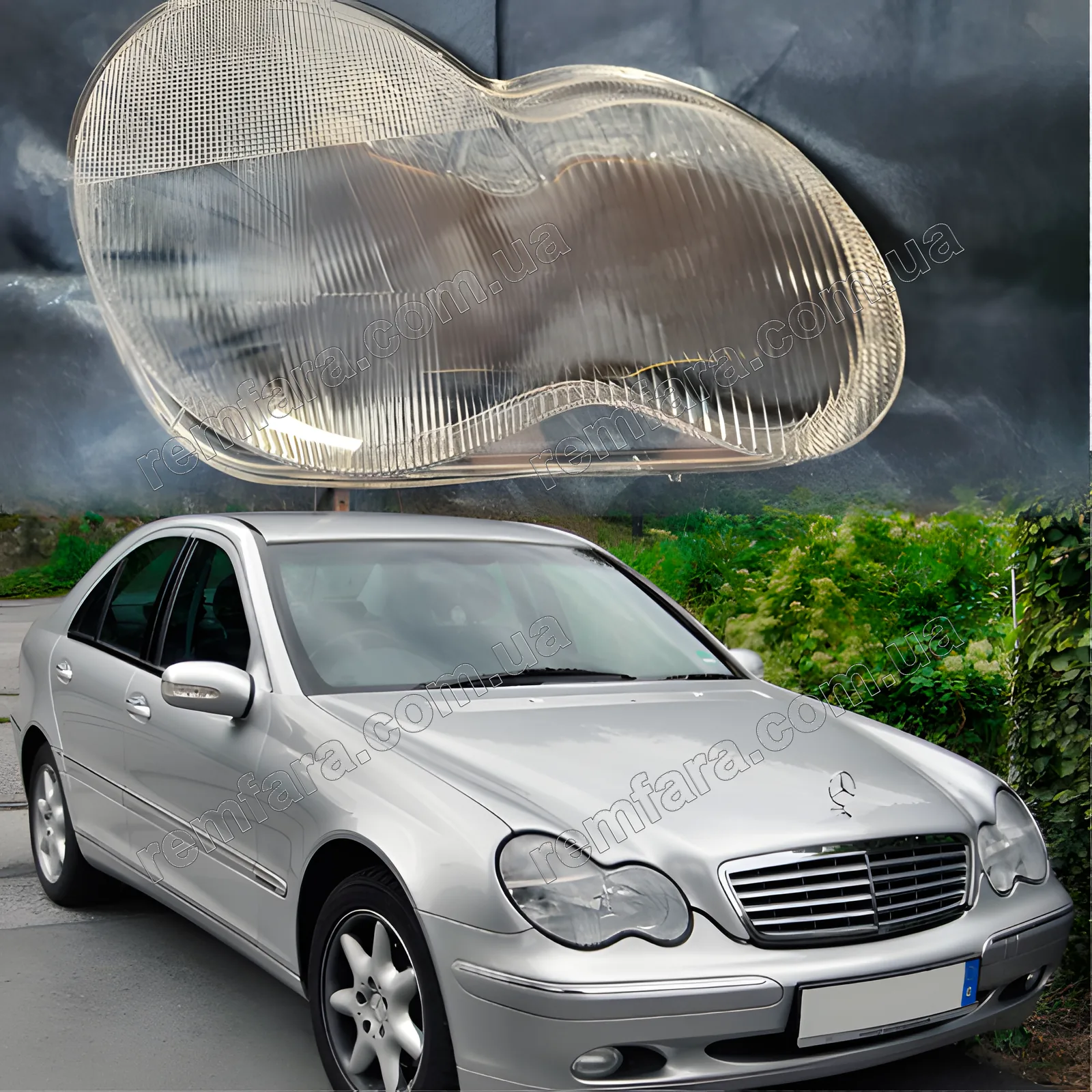 Стекло фары Mercedes C Class W203 (2000–2004) Дорестайл