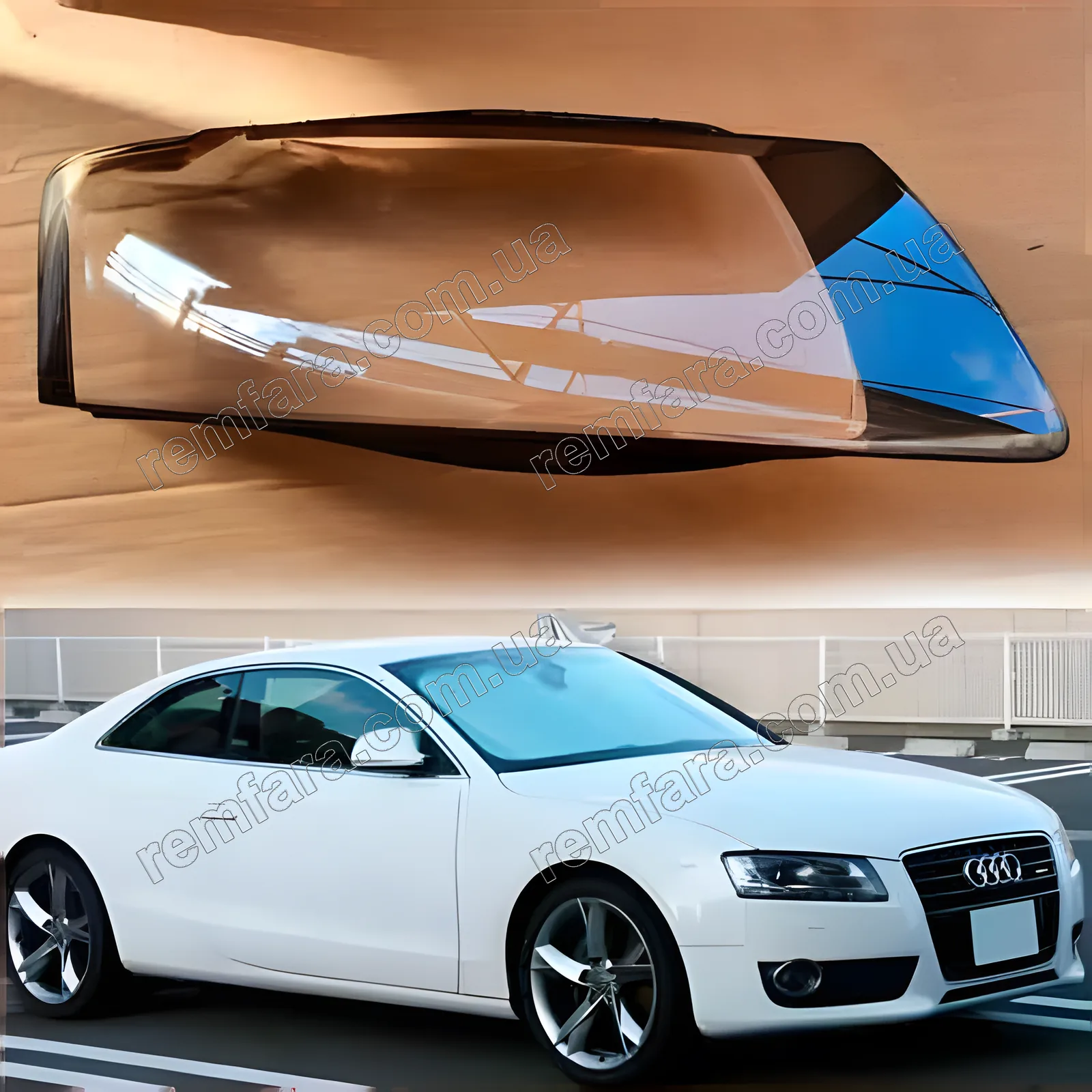 Стекло фары Audi A5 8T (2007–2011) дорестайл