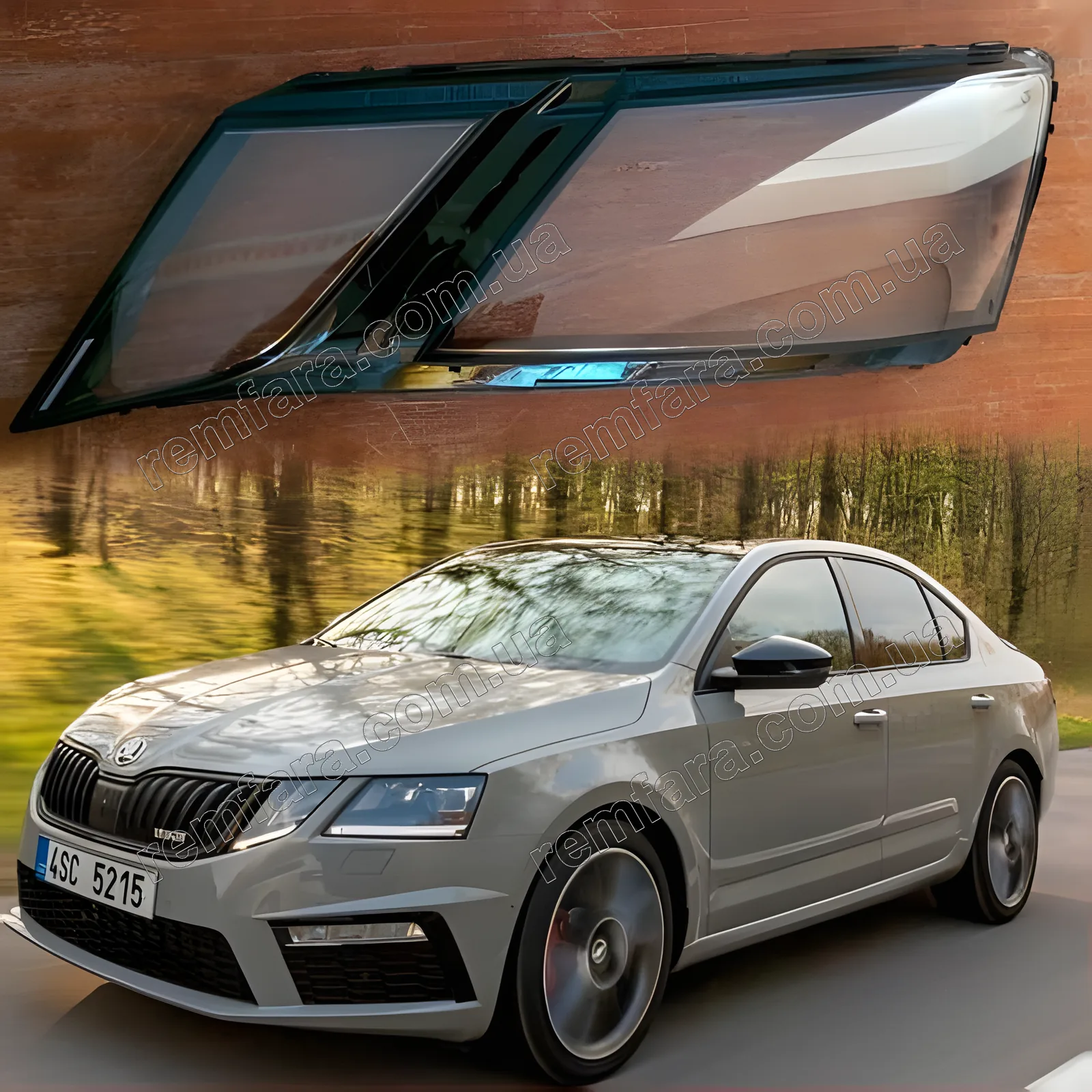Скло фари Skoda Octavia A7 (2016–2020) EUR