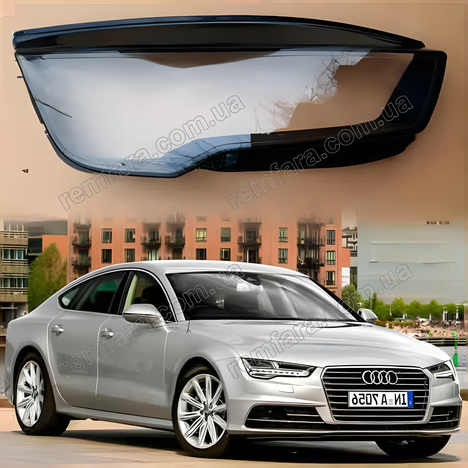 Стекло фары Audi A7 (2014–2018) NO полоса